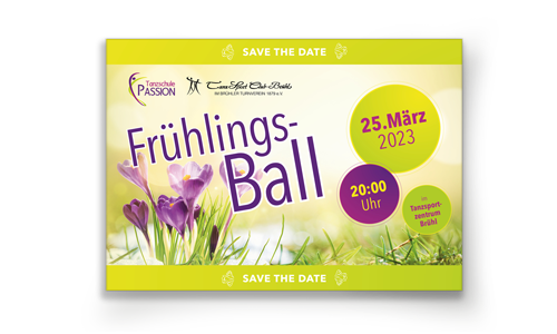Save the Date-Karte Frühlingsball 2023 | Tanzschule Passion