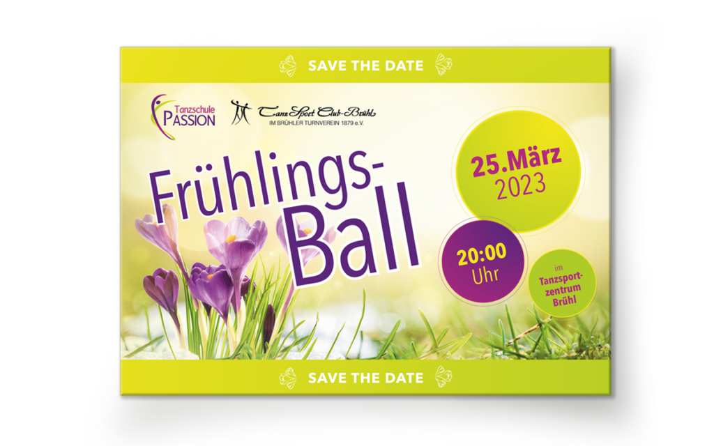 Save the Date-Karte Frühlingsball 2023 | Tanzschule Passion